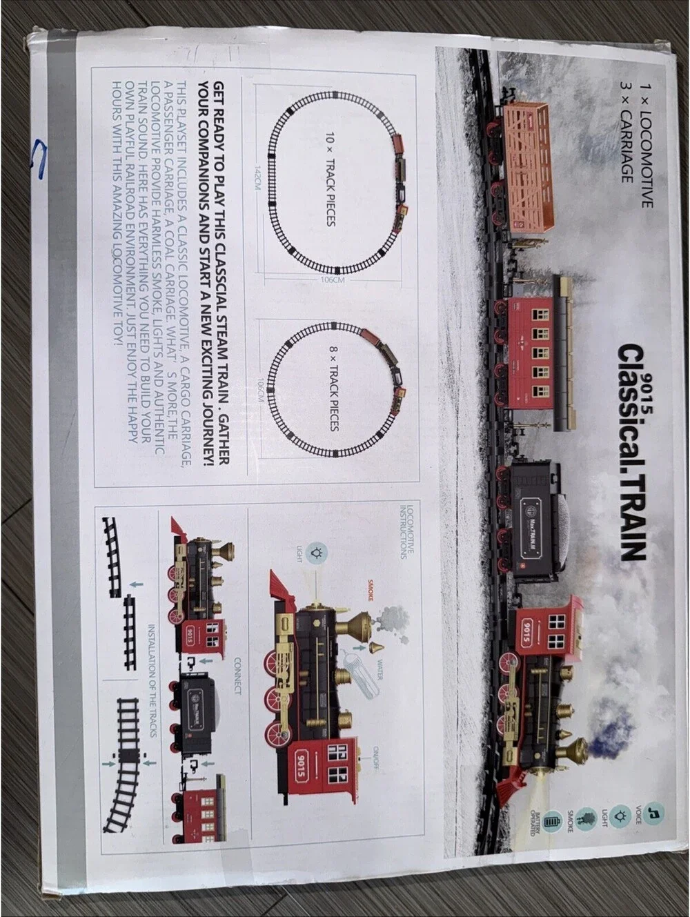 Hot Bee 9015 Classical Train Set with Smoke Light and Battery Operation